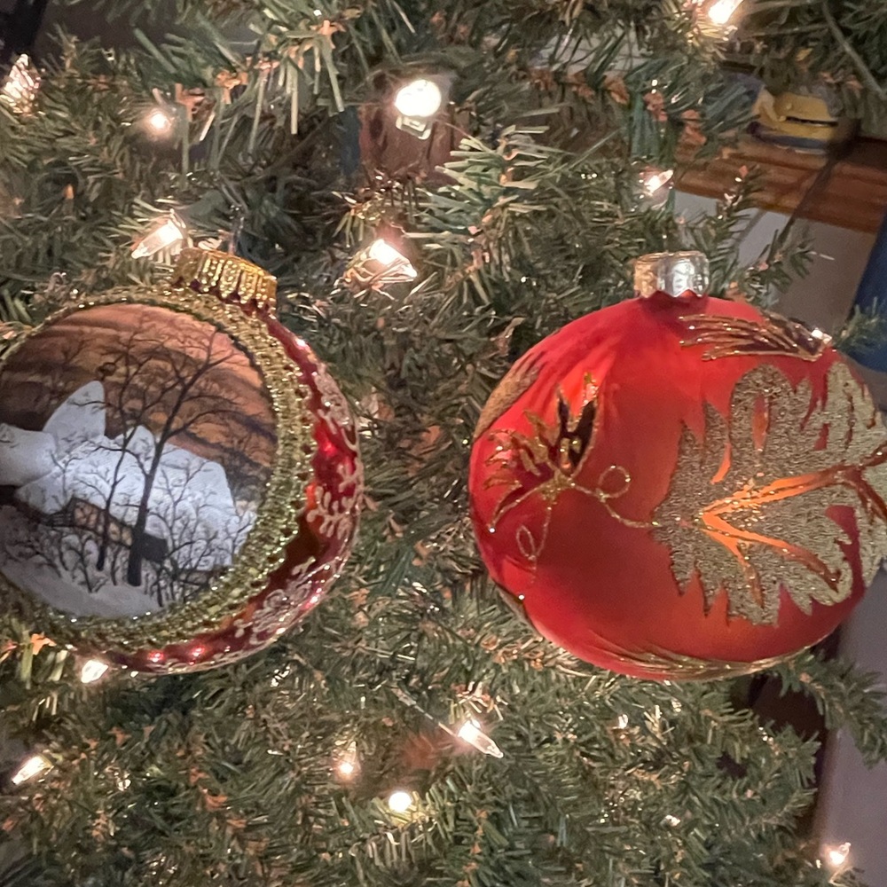 Elegant orange and gold Holiday Ornaments